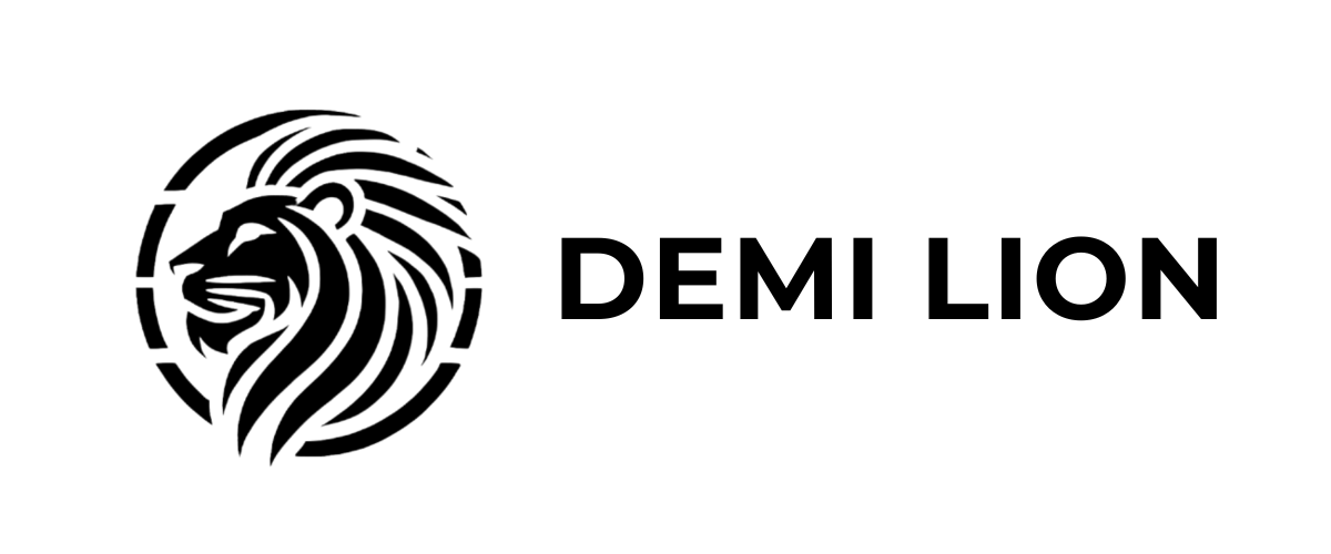 demi lion logo horizontal preta